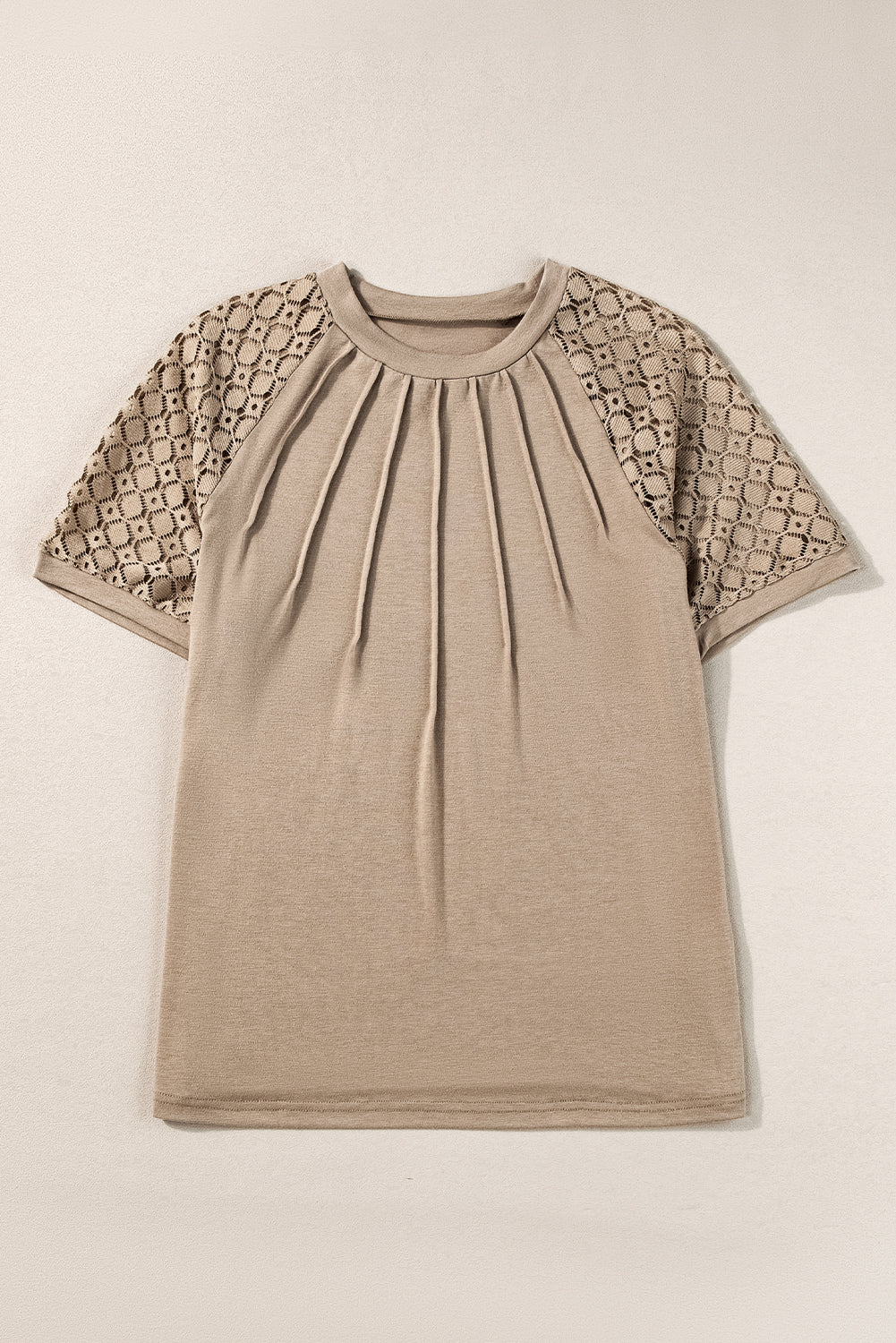 Molly Khaki Lace Raglan Sleeve Tee
