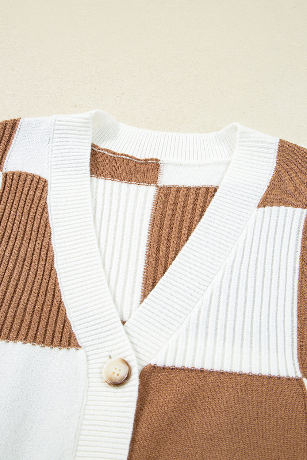 Montana Checkered Button Ribbed Knit Cardigan