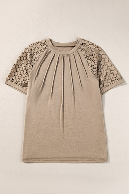 Molly Khaki Lace Raglan Sleeve Tee