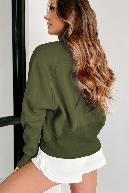 Carry Zip Up Collar Sweatshirt Green