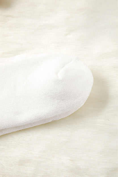 White Leopard Double Stripe Crew Socks