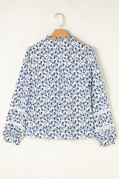 Lanea FLoral Print Lace Detail Blouse