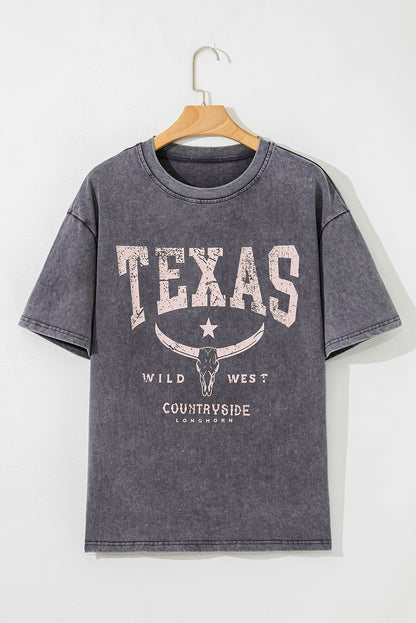 Yeehaw TEXAS Graphic Mineral Wash T Shirt