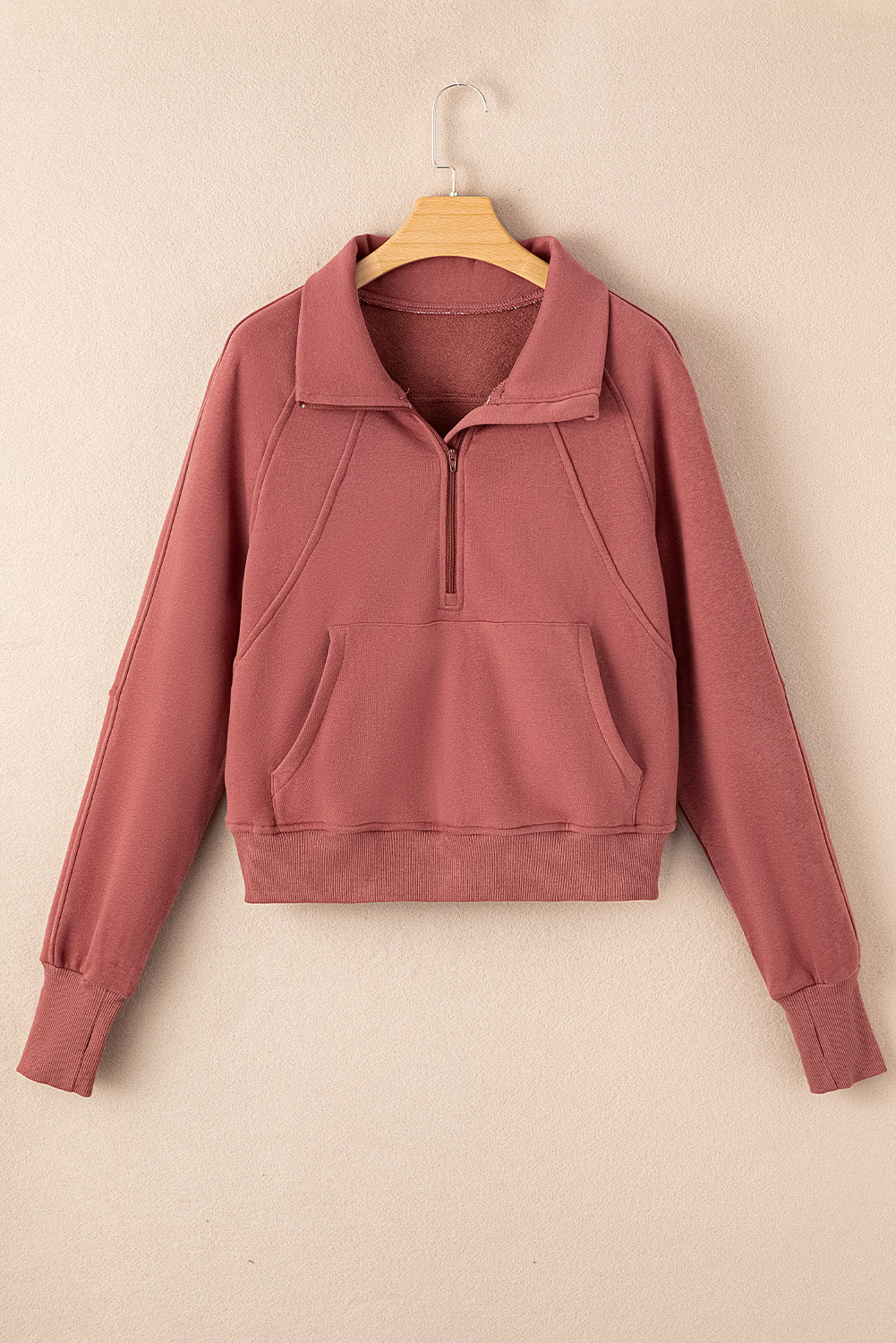 Carry Zip Up Collar Sweatshirt Brown Red