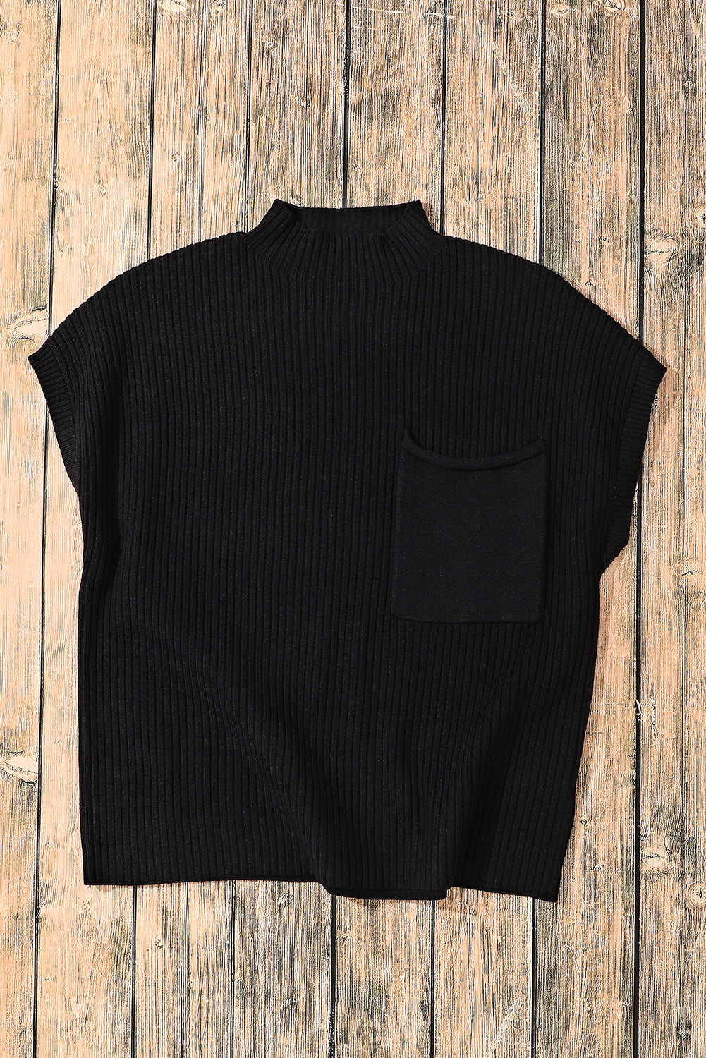 Stasia High Neck Short Sleeve Sweater Black