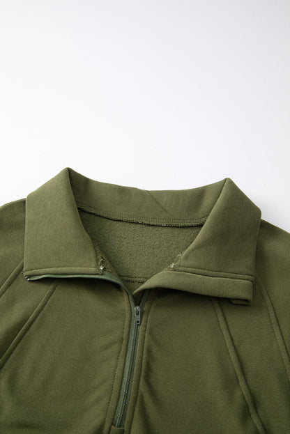 Carry Zip Up Collar Sweatshirt Green