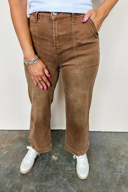 Bren Cropped High Rise Wide Leg Jeans