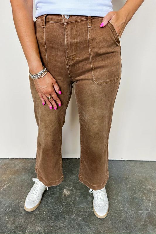 Bren Cropped High Rise Wide Leg Jeans