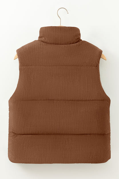 Coffee Corduroy Puffer Vest