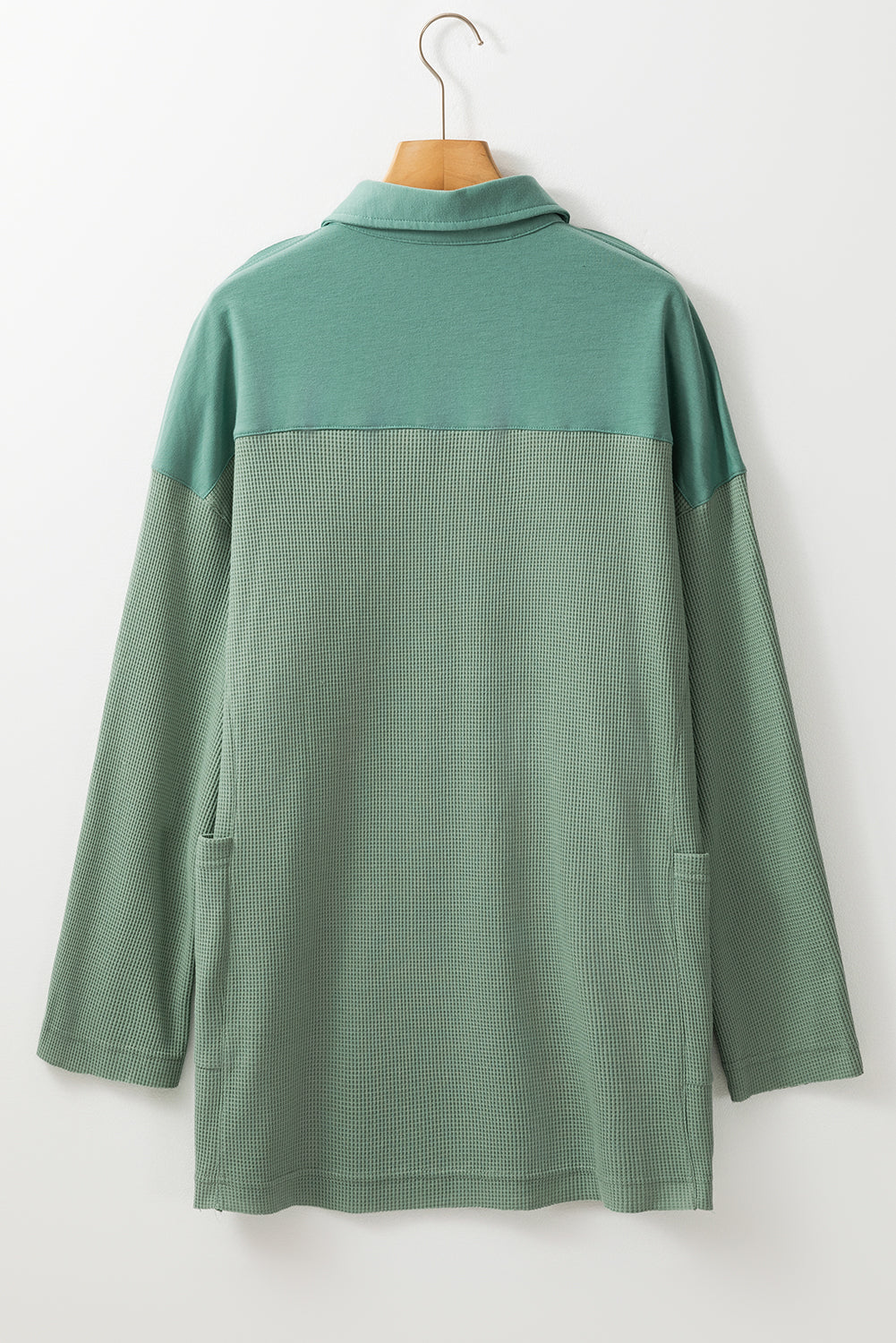 Ray Green Waffle Drop Sleeve Henley Top