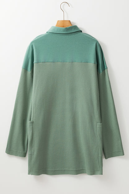 Ray Green Waffle Drop Sleeve Henley Top