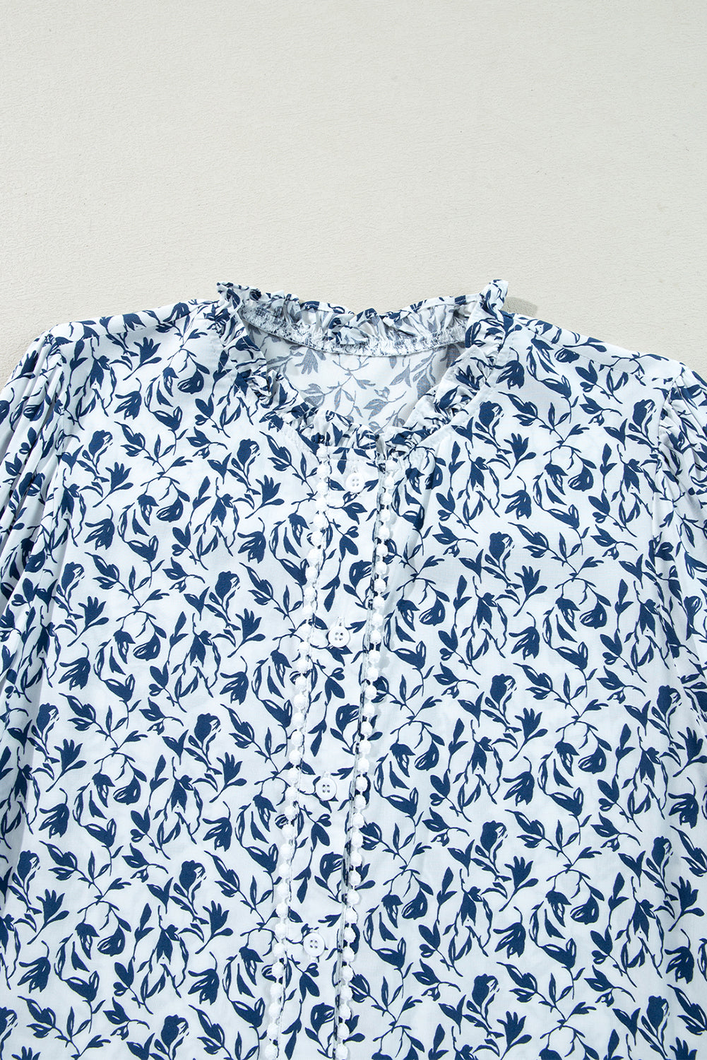 Lanea FLoral Print Lace Detail Blouse