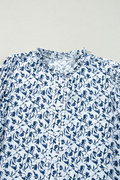 Lanea FLoral Print Lace Detail Blouse