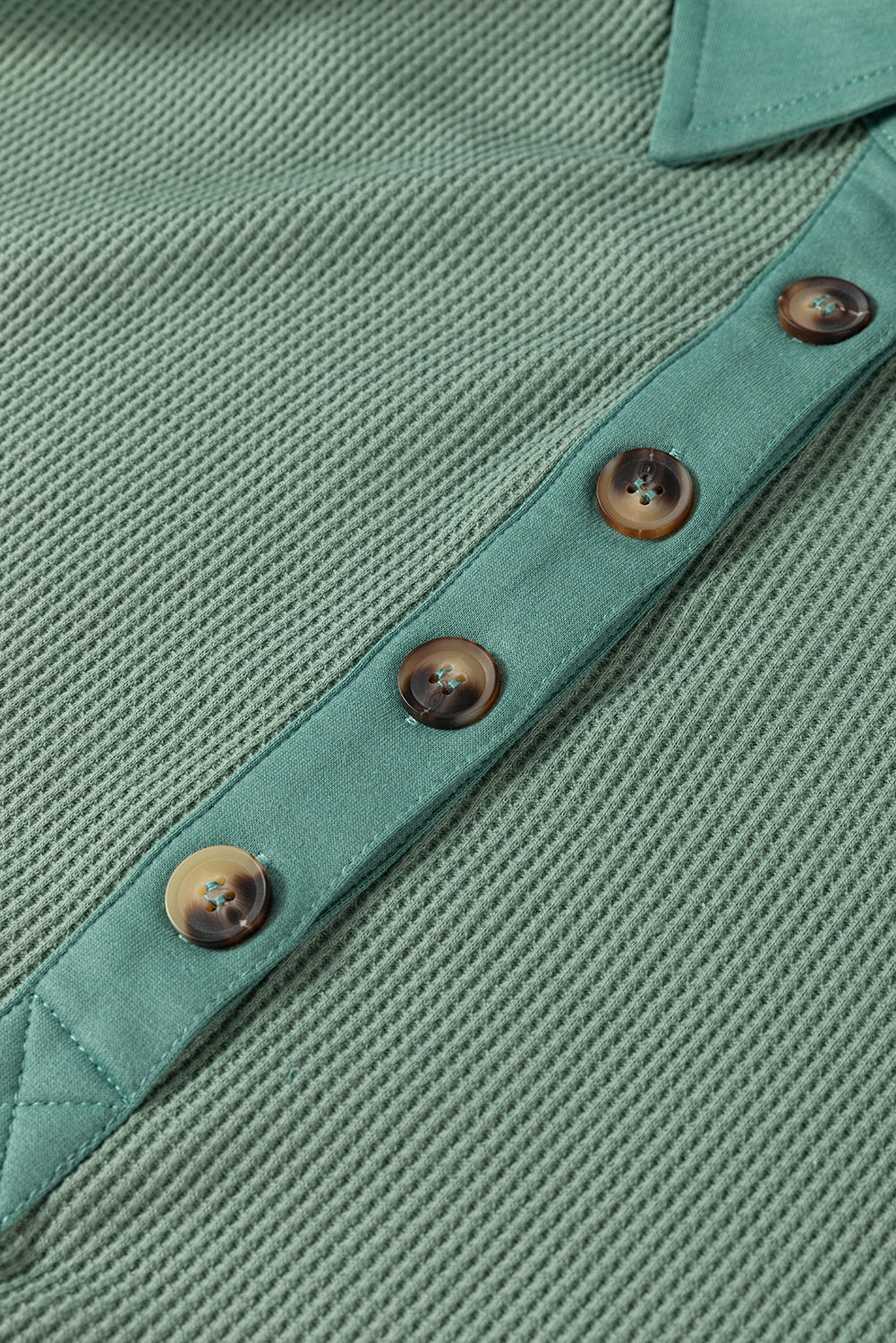 Ray Green Waffle Drop Sleeve Henley Top