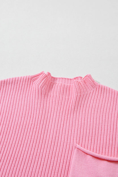 Dolly Ribbed Patch Short Sleeve Sweater