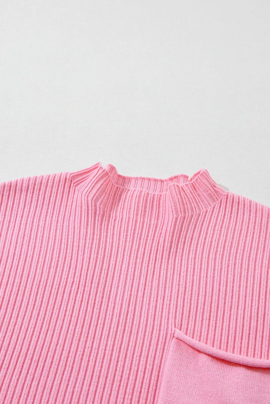 Dolly Ribbed Patch Short Sleeve Sweater