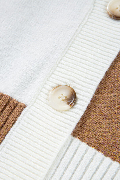 Montana Checkered Button Ribbed Knit Cardigan