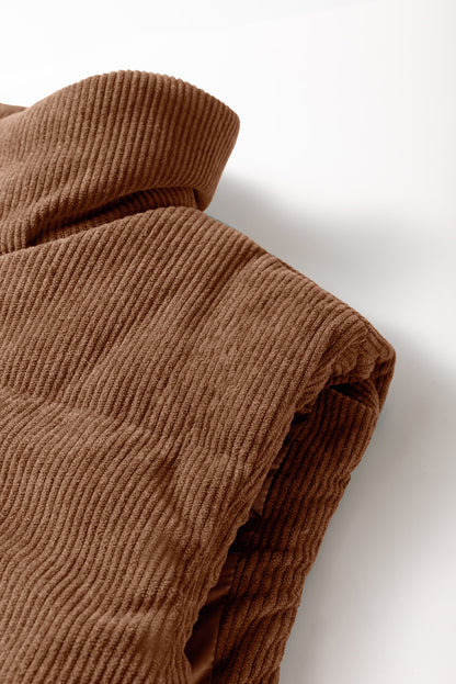 Coffee Corduroy Puffer Vest