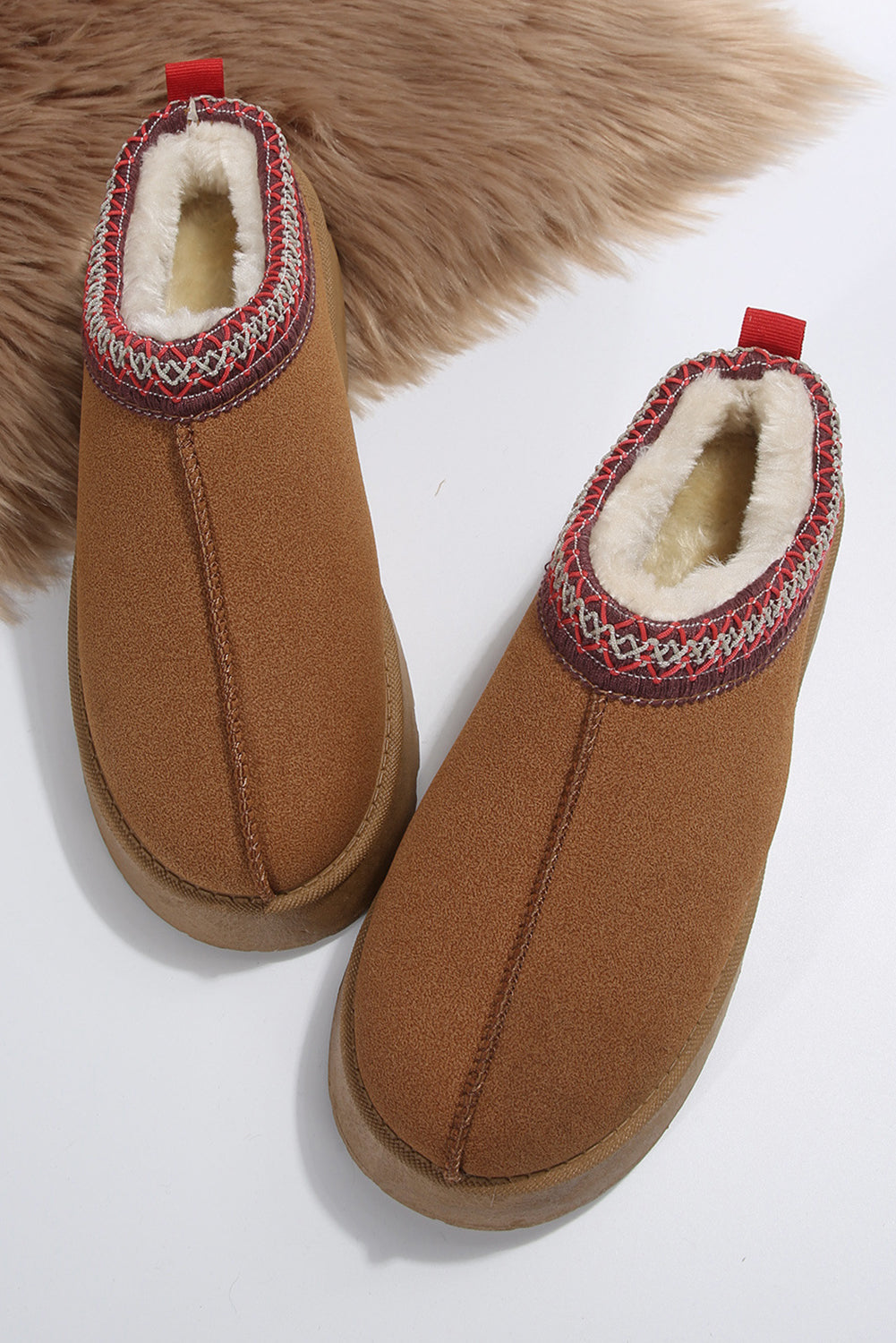 Chestnut Plush Lined Flats Slippers