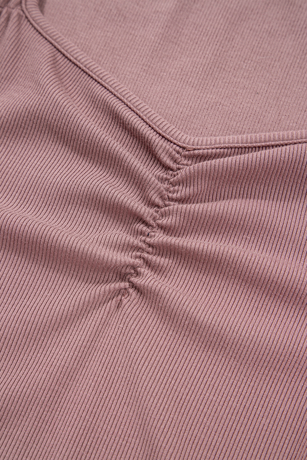 Rose Sweetheart Neck Ribbed Long Sleeve Top