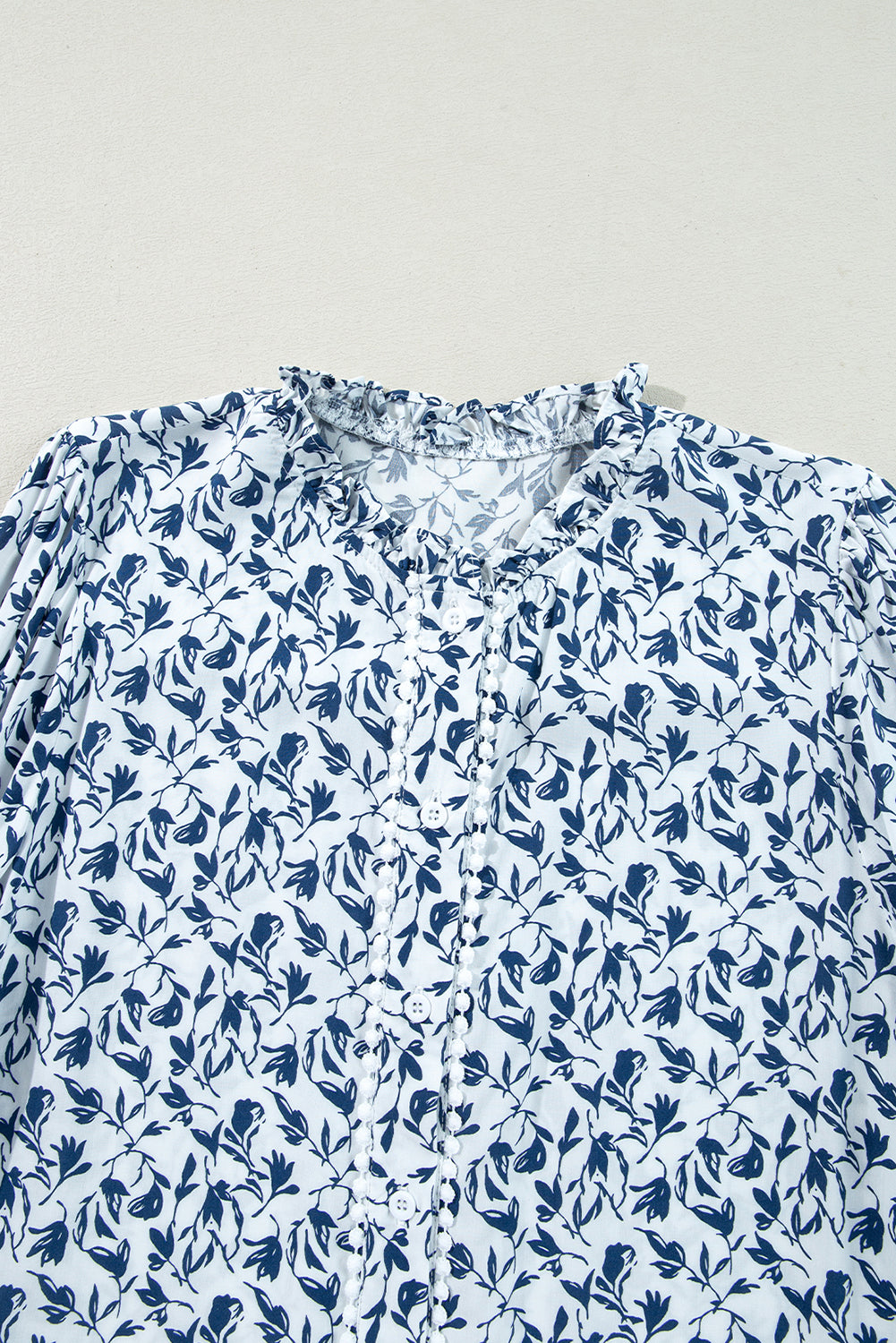 Lanea FLoral Print Lace Detail Blouse