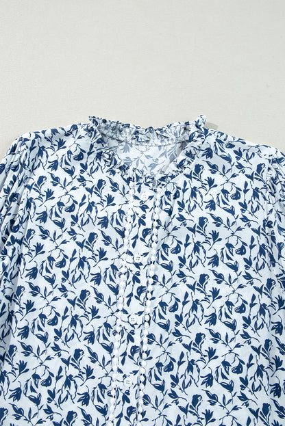 Lanea FLoral Print Lace Detail Blouse