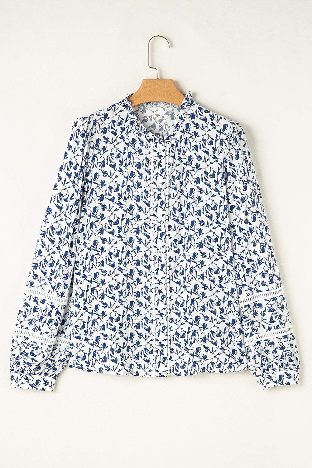 Lanea FLoral Print Lace Detail Blouse