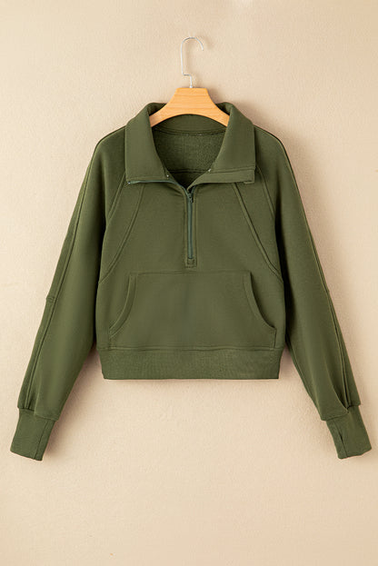 Carry Zip Up Collar Sweatshirt Green