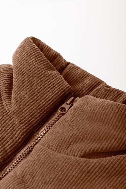Coffee Corduroy Puffer Vest