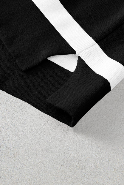 Kandy Light Beige Striped Colorblock Drop Shoulder Sweater