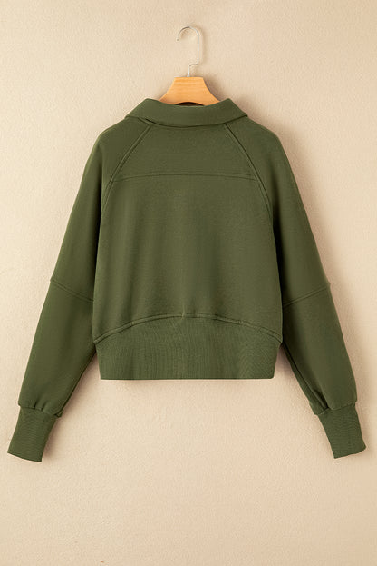 Carry Zip Up Collar Sweatshirt Green